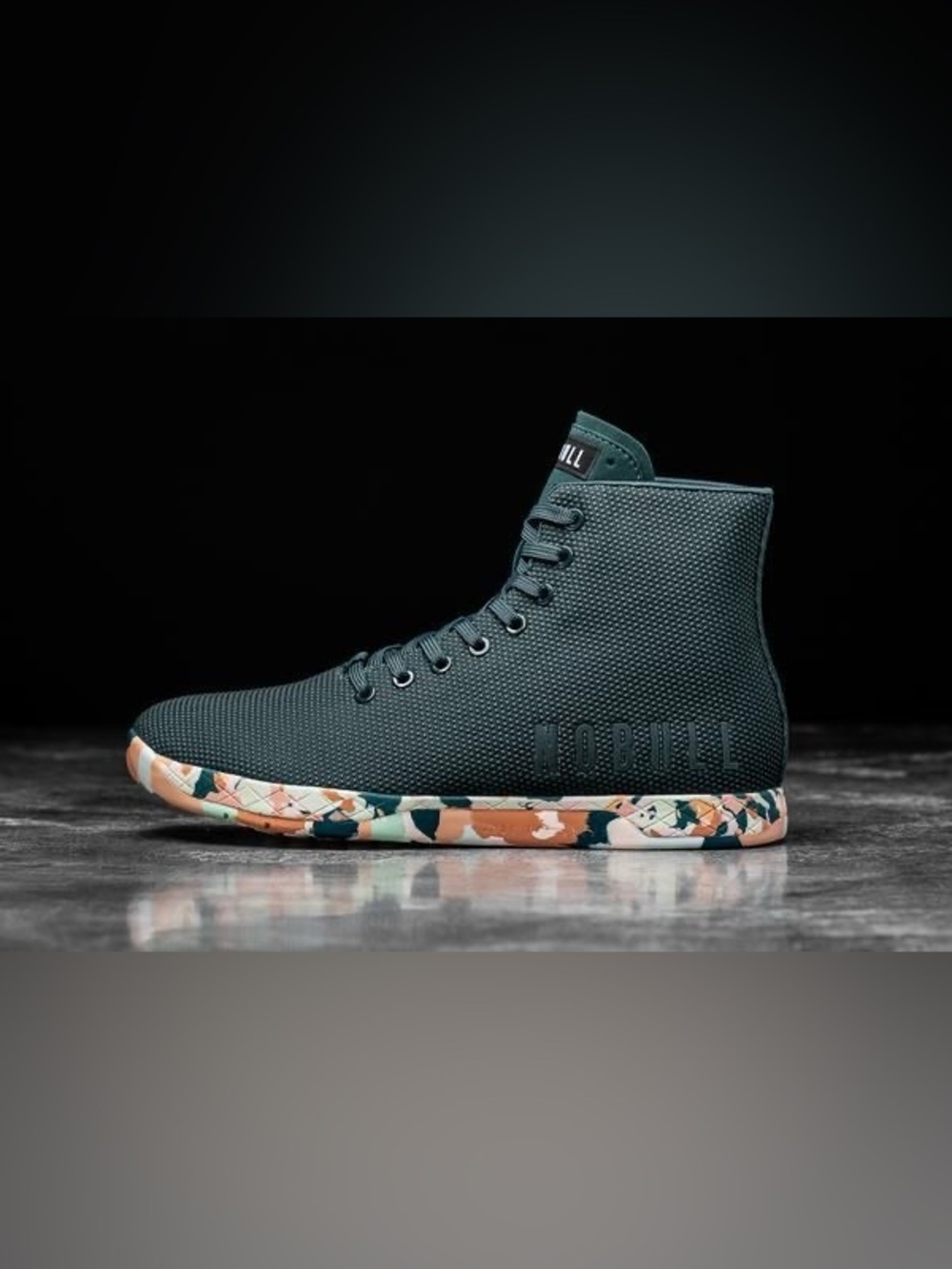 NOBULL Teal High-Top Trainers with Multicolor Patterned Sole